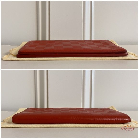 Authentic Louis Vuitton Red Damier Infini Leather Brazza Bifold Wallet - Picture 4 of 12